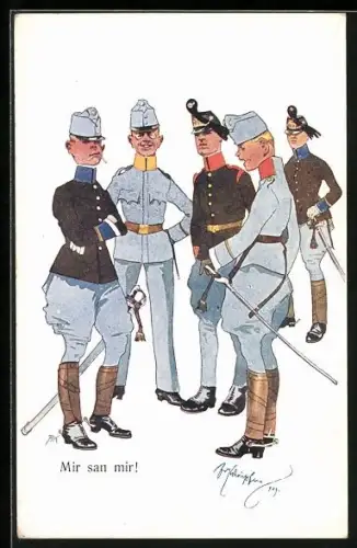 Künstler-AK Fritz Schönpflug: Soldaten in Uniform