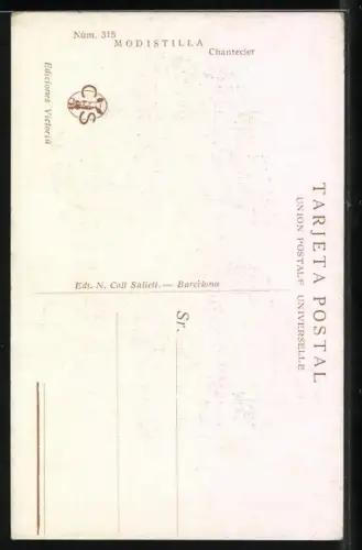 Künstler-AK sign. Chantecler: Modistilla, Spanierin im Schleife im Haar und rotem Halstuch