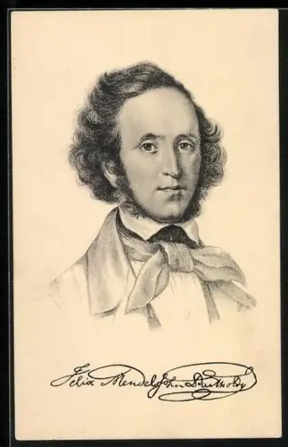 Künstler-AK Porträt vom Komponisten Felix Mendelssohn Bartholdy