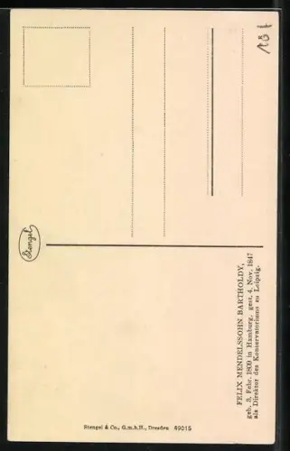 Künstler-AK Porträt vom Komponisten Felix Mendelssohn Bartholdy