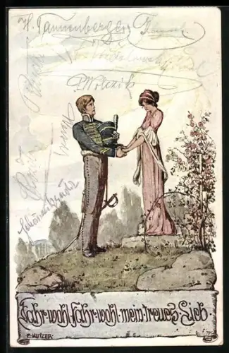Künstler-AK Ernst Kutzer: Soldat beim Abschied von der Frau