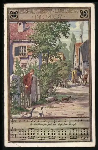 Künstler-AK Ernst Kutzer: Die Post, Franz Schubert