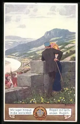 Künstler-AK Ernst Kutzer: Ein junges Paar geniesst die Aussicht