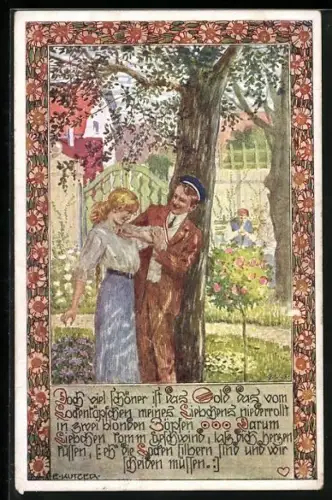 Künstler-AK Ernst Kutzer: Student mit Freundin