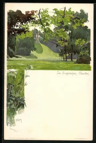 Künstler-AK Heinrich Kley: München, Partie im Englischen Garten