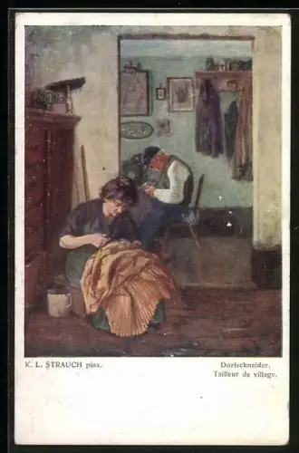 Künstler-AK K. L. Strauch: Dorfschneider