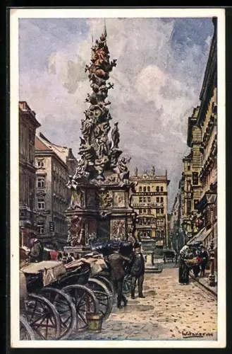 Künstler-AK Ernst Graner: Wien, Graben mit Dreifaltigkeitssäule