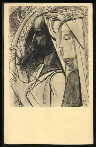 Künstler-AK Jan Toorop: Der Harfenspieler
