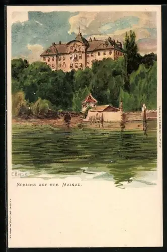 Künstler-AK Carl Biese: Mainau, Flusspartie am Schloss