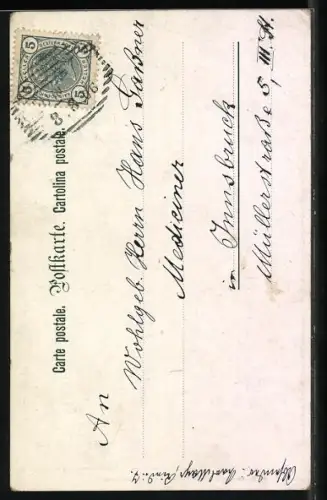 Künstler-AK E. Döcker: Gebirgsidyll mit Hirsch und Rehe