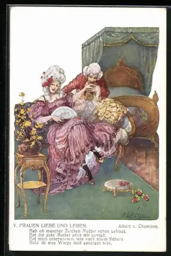 Künstler-AK T. Welzl: Frauen Liebe und Leben V., Paar aus dem Barock