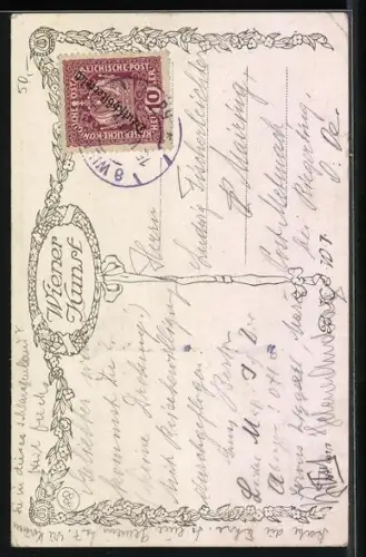 Künstler-AK Hans Larwin: Beim Heurigen, Gäste im Abendlicht