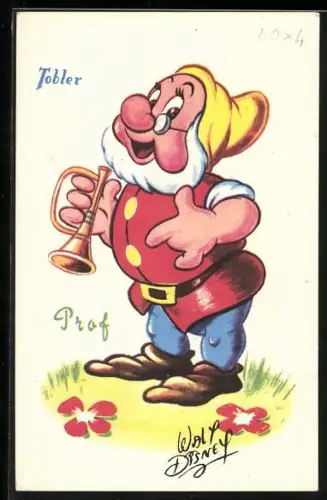 Künstler-AK Walt Disneys Comicfigur Prof, Reklame für Tobler