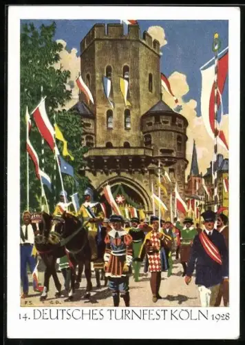 AK Köln, 14. Deutsches Turnfest 1928, Parade