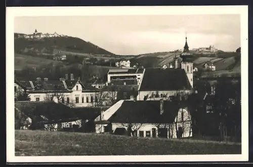 AK Wien-Grinzing, Ortsansicht mit Kahlenberg und Leopoldsberg