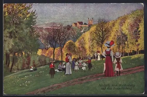 AK Wien, Ausblick vom Kahlenberg auf den Leopoldsberg