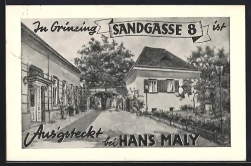 AK Wien, Grinzing, Restaurant Hans Maly, Sandgasse 8