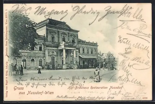 AK Wien, Nussdorf, Restaurant Hof-Brauhaus mit Vorplatz