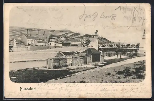 AK Wien, Nussdorf, Flusspartie im Ort