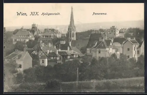 AK Wien, Heiligenstadt, Panorama mit Kirche