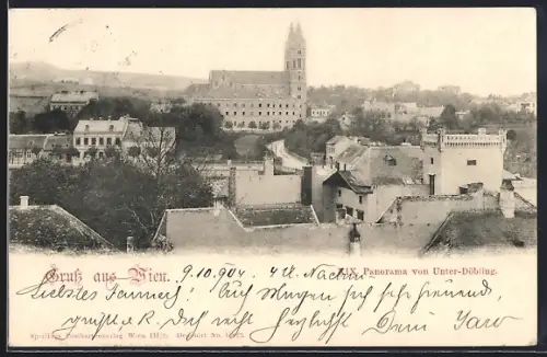 AK Wien, Unter-Döbling, Panorama mit Kirche