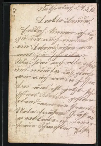 Stoff-Präge-AK Schüttelnde Hände in einem Kranz aus Rosen, Ewig Dein aus Vergissmeinnicht