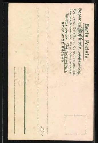 Stoff-Präge-AK Paar in einem Rahmen umgeben von Blumen