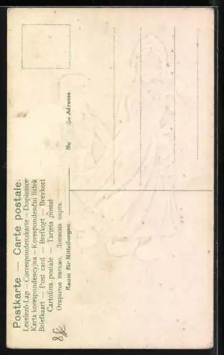 Stoff-Präge-AK Kleines Paar in niederländischer Tracht am Meer
