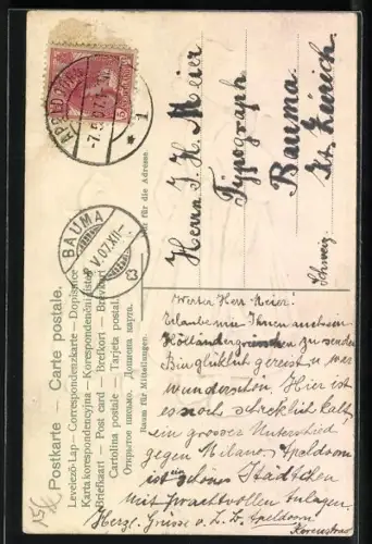 Stoff-Präge-AK Niederländische Mutter und Tochter in Echtstoff Kleidern