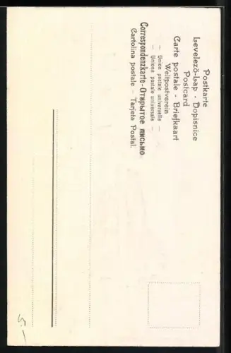 Stoff-Präge-AK Mädchen mit riesigem Kleeblatt und Kranz aus Vergissmeinnicht