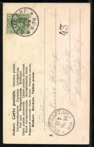 Stoff-Präge-AK Behüt Dich Gott!, Das ist im Leben hässlich eingerichtet..., Trompeter von Säckingen