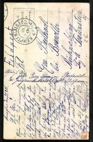 Stoff-Präge-AK Paar beim Volkstanz mit Herz