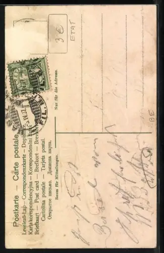 Stoff-Präge-AK Kleiner Schweizer in Berner Tracht, Costume Bernois