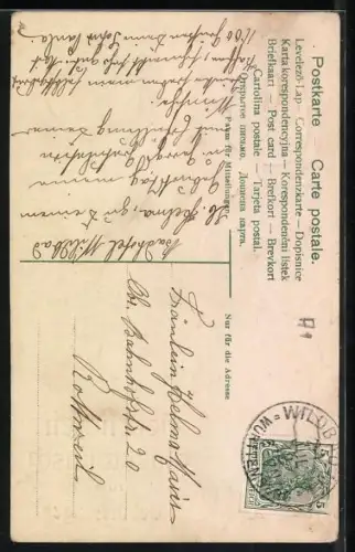 Stoff-Präge-AK Rote und rosa Rosen