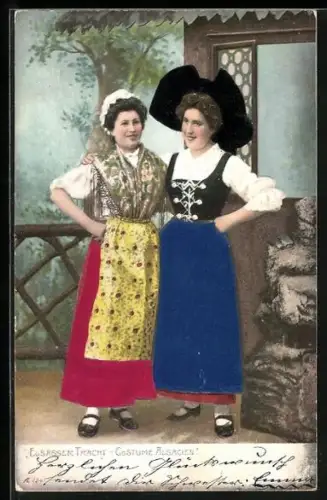 Stoff-AK Elsässer Tracht - Costume Alsacien