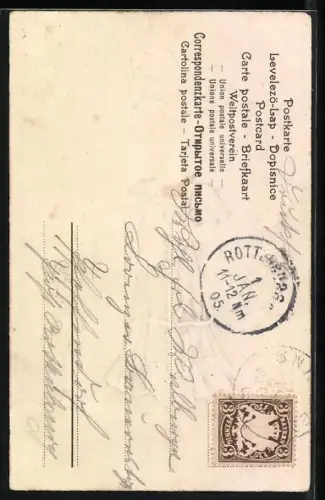 Stoff-Präge-AK Mädchen im Kleid mit Kleeblatt