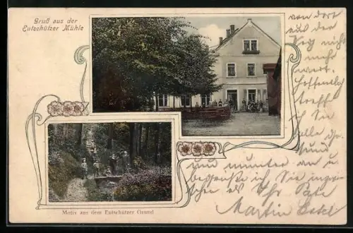 AK Bannewitz, Restaurant Eutschützer Mühler, Partie im Eutschützer Grund