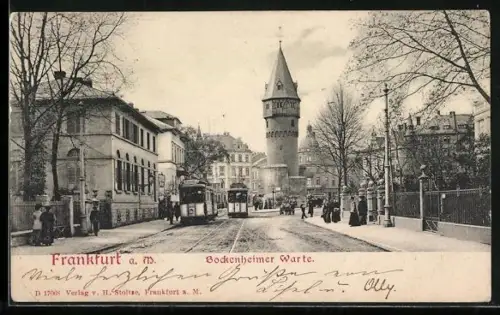 AK Frankfurt a. M., Bockenheimer Warte, Strassenbahn