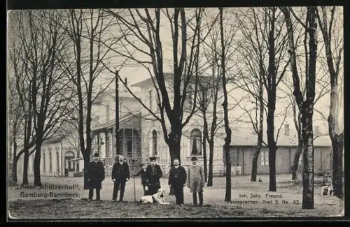 AK Hamburg-Barmbeck, Gasthaus Alter Schützenhof, Inh. Johs. Freund