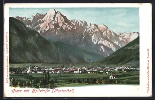 AK Lienz, Lienz mit Spitzkofel (Pusterthal.), Gesamtansicht