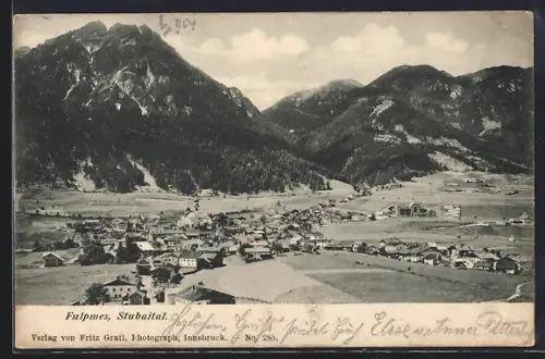 AK Fulpmes /Stubaital, Teilansicht mit Bergen