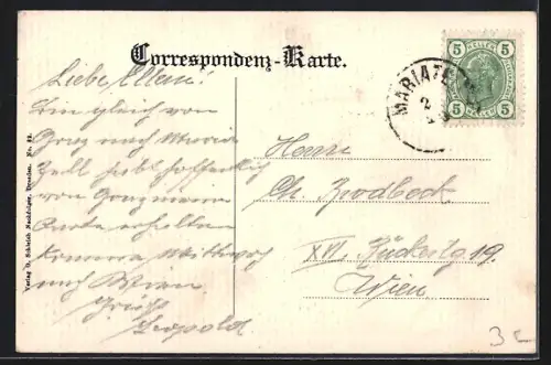 AK Mariazell, Strassenpartie mit Kirche