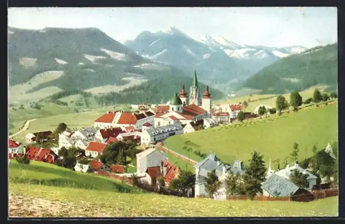 AK Maria Zell, Teilansicht mit Kirche