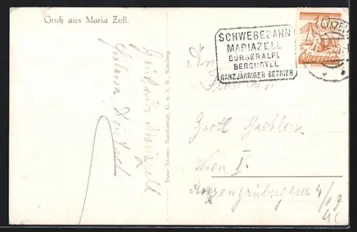 AK Maria Zell, Teilansicht mit Kirche