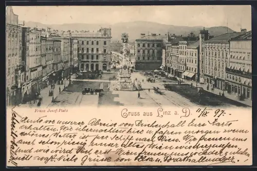 AK Linz a. D., Blick auf den Franz Josef-Platz