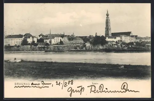 AK Braunau, Totalansicht am Wasser