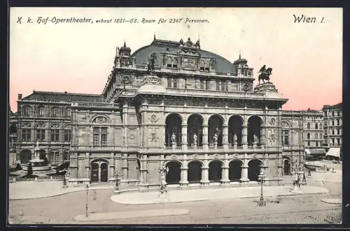 AK Wien, K. k. Hof-Operntheater aus der Vogelschau