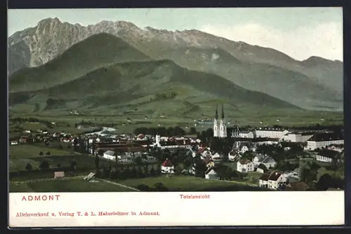 AK Admont, Ortsansicht mit Bergkulisse