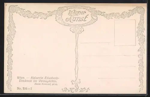 AK Wien, Kaiserin Elisabeth-Denkmal im Volksgarten