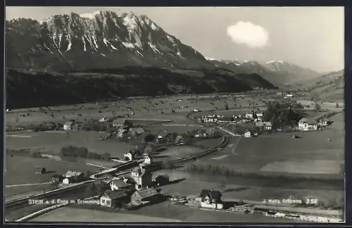 AK Stein a. d. Enns, Ortsansicht aus der Vogelschau mit Grimming